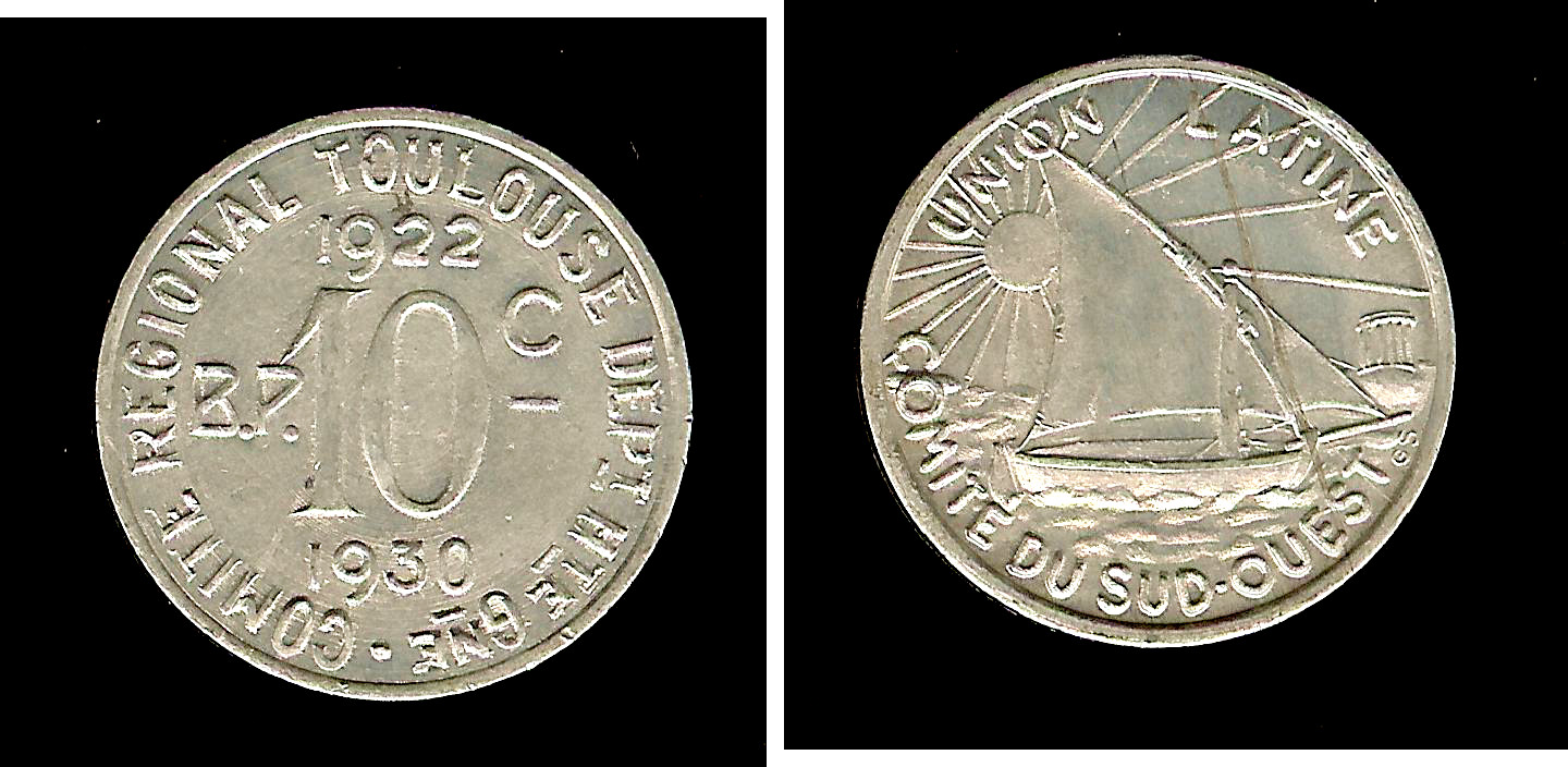 Toulouse Latin Union 10 centimes 1922/30 gEF